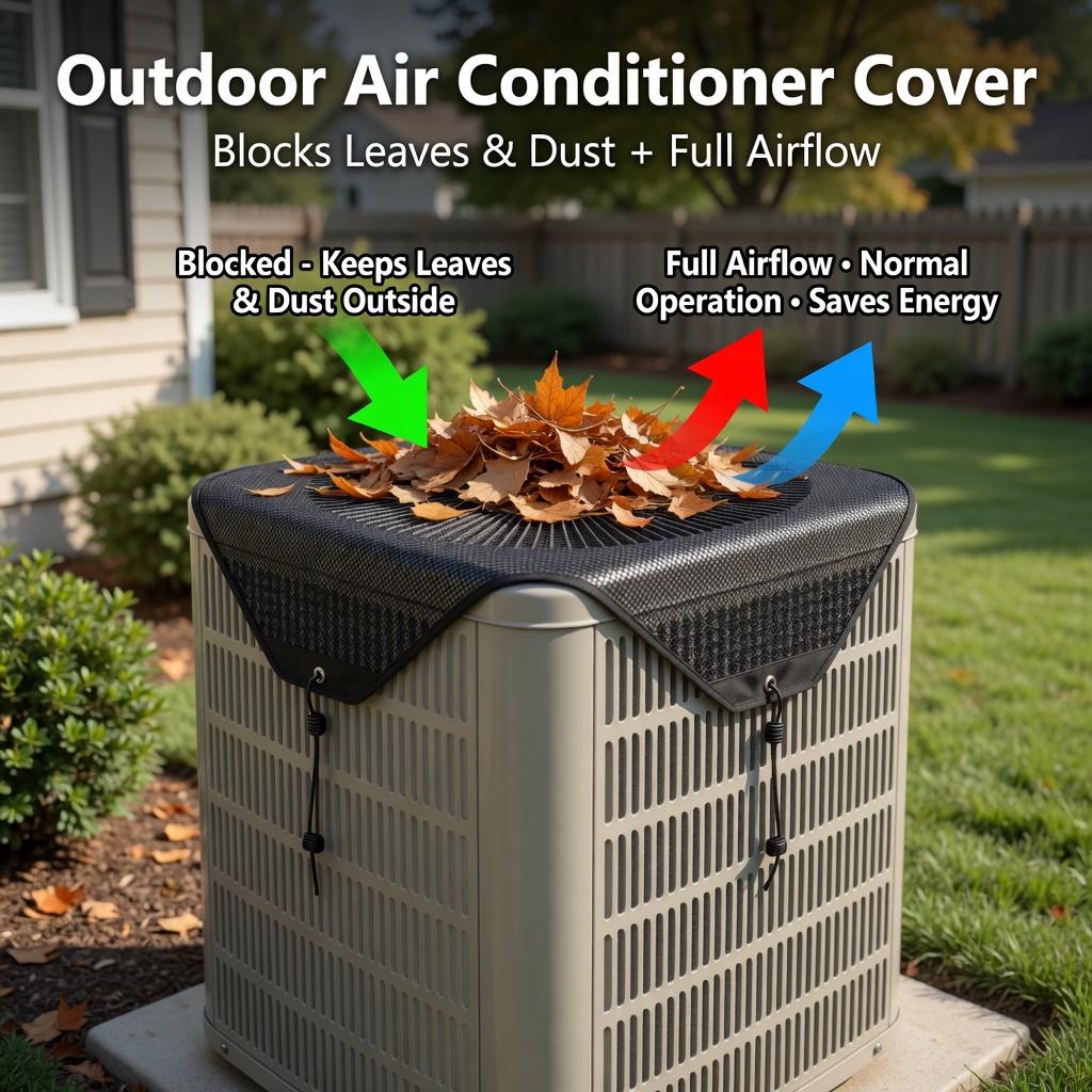 Waterproof Mesh Air Conditioner Cover  Blocks Leaves & Dust + Full Airflow | 600D Heavy Duty Outdoor AC  - Saves Energy & Extends AC LifePremium AC  Blocks Leaves & Dust | Breathable  | Energy Saving
