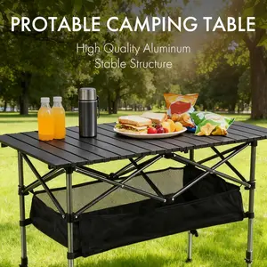 Portable folding table, picnic table, suitable for outdoor camping, beach, and barbecues <foldable>