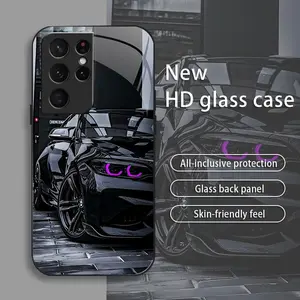 Black Racing drop-resistant glass phone case suitable for [Galaxy S21 Ultra 5g] protective film full cover protective glass back panel skin-friendly feel 995