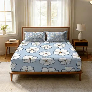 3-Piece Printed Fitted Sheet Set No Insert Included, Minimalist Country Style: 1 Fitted Sheet, 2 Pillowcases, Soft Comfy Bedding, Brushed Microfiber Deep-Pocket Fitted Sheet, Queen Size, Twin Size, Farmhouse, Bohemian