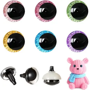 60pcs 18mm 3D Glitter Safety Eyes for Crocheting with Bowl Washers for Crochet Animals Craft Doll Eye Stuffed Crochet Eyes for Crafts Gift for Crochet Lovers