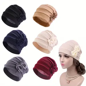 6 Pcs Ethnic Headscarf Hat Retro Brimless Hat Stretchy Soft Turbans Chemo Turban Headwear Fashion Accessories Fashion Accessories