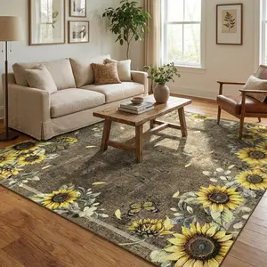 Large Size Sunflower Print Rug Soft Washable Non-slip for Living Room Living Room Bedroom Farmhouse Dining Room and Hallway Area Rug Shopping
