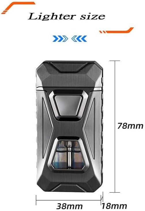 Torch Dual Flame Lighter - Fashion Design, Refillable Butane Lighter with Visible Fuel Tank, Windproof Adjustable Soft and Jet Flame for Men & Lady - Ice Black，Graduation gift, gift for men