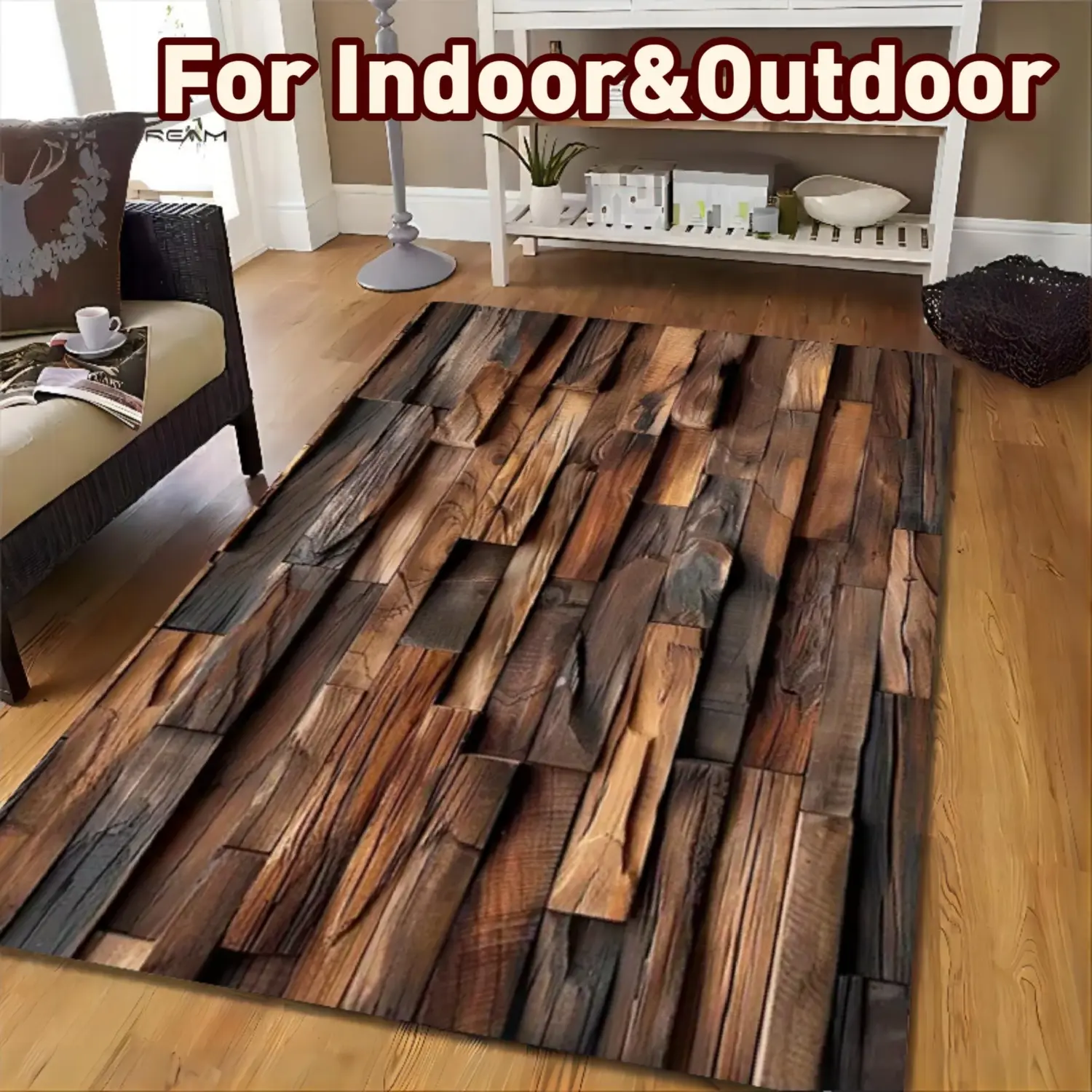 Rustic Weathered Wood Texture Soft Diatomite Floor Mat - Customised Patchwork Home Decorative Rugs, Large Sizes (55.1×78.7in/31.5×70.9in/47.2×78.7in), Super Absorbent, Durable, Water Resistant, Non-Slip, Machine Wash, for Patios, Entryways, Indoor Outdoor