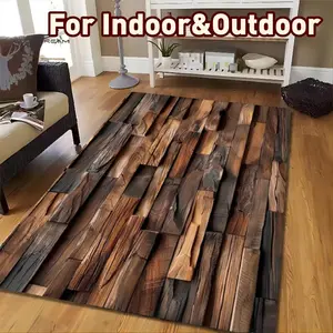Rustic Distressed Wood Plank Large Area Soft Diatomite Floor Mat Realistic Weathered Wood Plank Design Super Absorbent Soft Diatomite Material Durable Construction Suitable for Patios, Decks, Porches, Kitchens, Living Rooms and Entryways Home Decor Rug