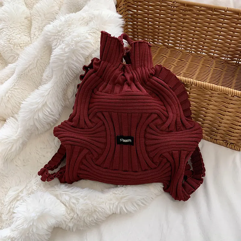 Backpack Lovely Knitting Weave Bag for Women Handbag