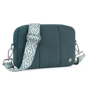 Telena Valentine's Day gift Cloud-Light Crossbody Bags for Women Crossbody Purse with Guitar Strap Lightweight Waterproof Puffer Shoulder Bag Travel Gift Little Pink Bag  gift for her