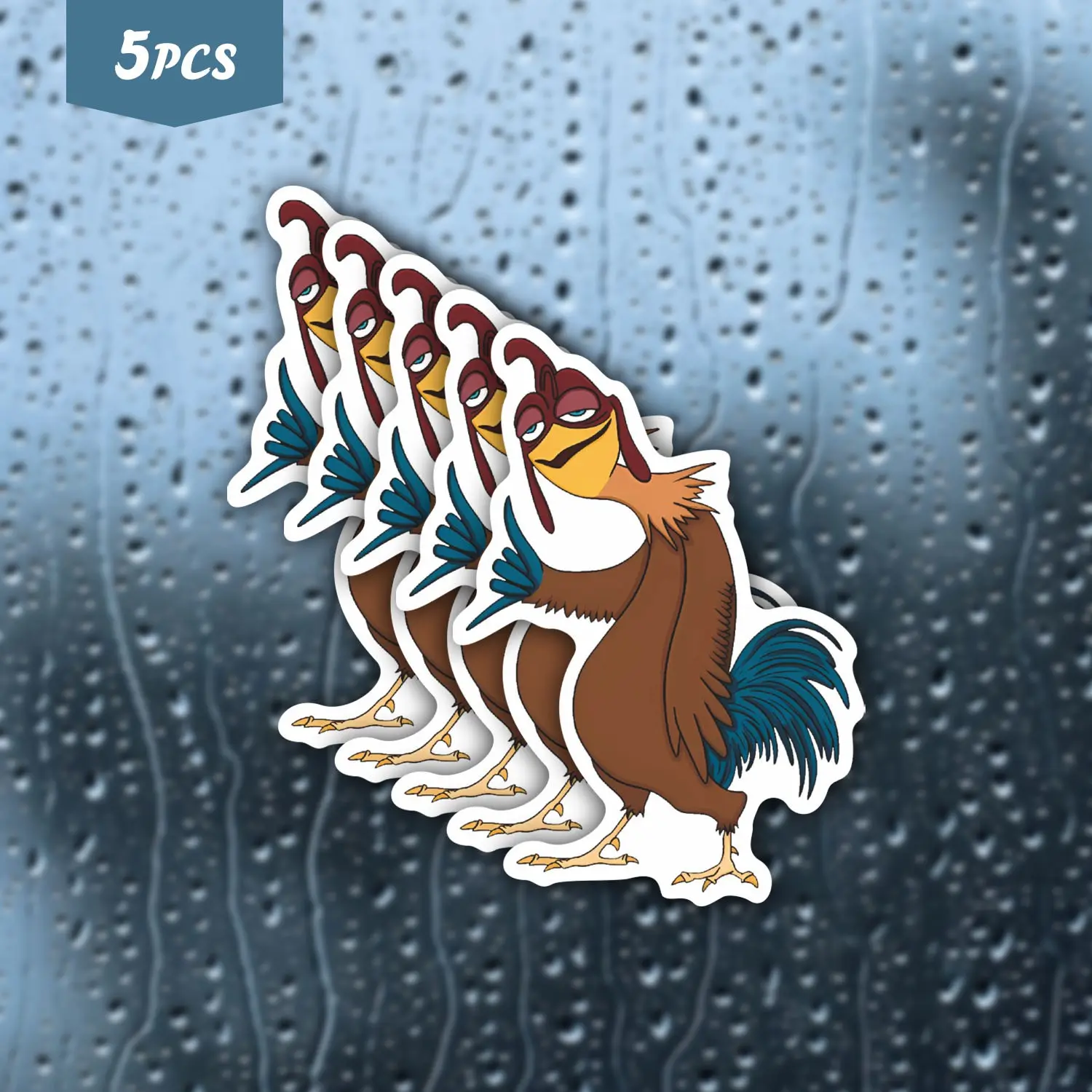 5Pcs Cool Rooster Character Waterproof Vinyl Sticker, Retro Cartoon Self-Adhesive Decal, Suitable For Water Bottles, Laptops, Skateboards, Ideal For Cartoon Fans, Retro Style Enthusiasts And Chicken Lovers