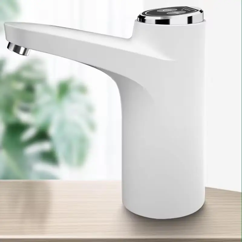USB Rechargeable Plastic Water Dispenser for 5 Gal Bottled Water Bottles - Detachable Base, 1200mAh Battery, Automatic, Portable - Kitchen Indoor Use (White)