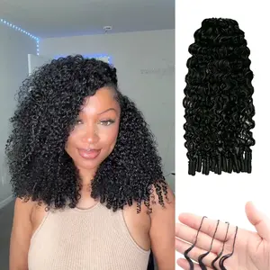 LWIGS Burmese Curly Feather Crochet Hair Extension Human Hair For Miracle Knots Boho Braids Knotless Hair Extensions 60 Strands/ Bundle