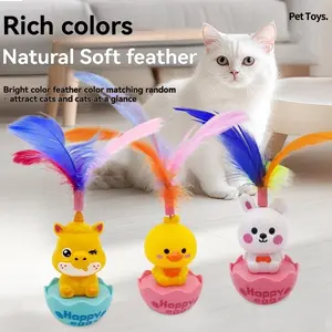 Random Color Cat Toy, Nylon Feather Interactive Pet Toy, Self-Entertainment Anti-Stress Plush Doll, No Battery Needed
