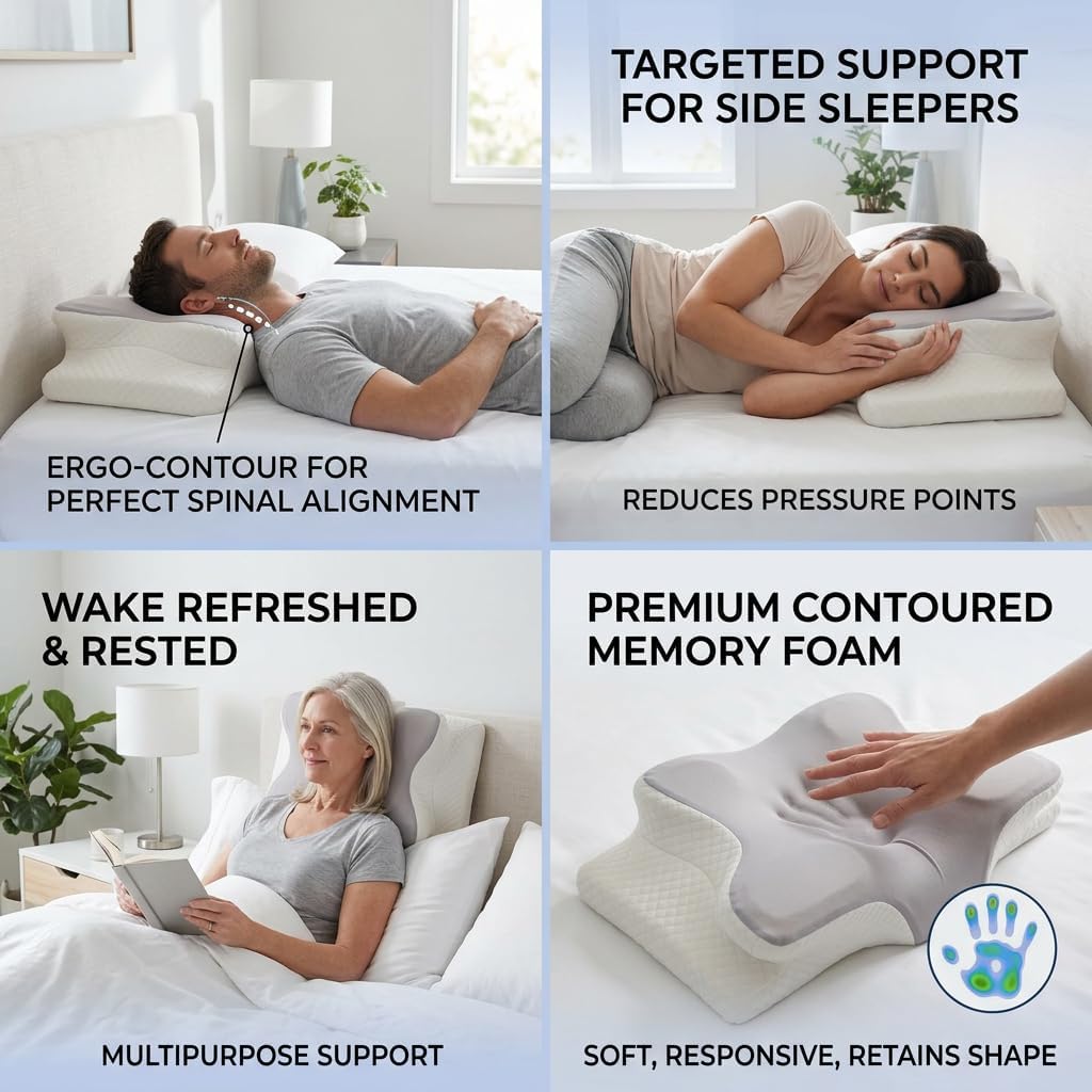 WKEFF Memory Foam Nap Pillow, Height-adjustable Body Pillow, Leg Support Pillow, Ergonomic Prone Pillow, Bedside Pillow, Couple Wedge Pillow for Phone Use, Multi-functional Pillow with Removable and Washable Cover for Home and Office Use