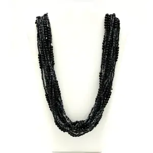 27" Black and Grey Glass Bead Necklace (Dozen)