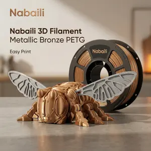 Nabaili 3D Filament Metallic Bronze PETG Easy Print for 3D Printing Projects