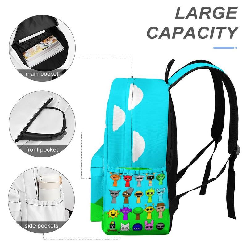 Sprunki Backpack Cartoon Cute Travel Backpack Lightweight for game fans