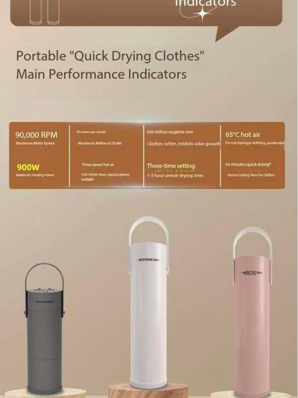Portable Clothes Dryer Compact 1000w Mini Dryer Machine for Apartment RV Travel with Dry Bag Hook for Light Clothes Underwear