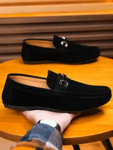 Men's Suede Loafers Shoes Flat, Soft Breathable Anti-Slip Wear-Resistant Rubber Sole Design, Comfortable Fashion Footwear for Daily Use