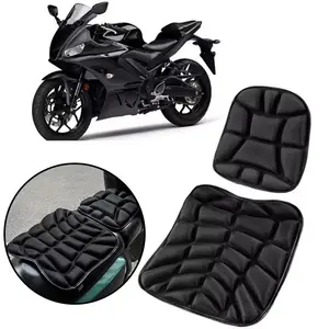 2 Piece Motorcycle Gel Seat Cushion Set, 3D Memory Sponge and Cooling Gel Pad, Breathable Shock Absorption Cover, Long Distance Riding