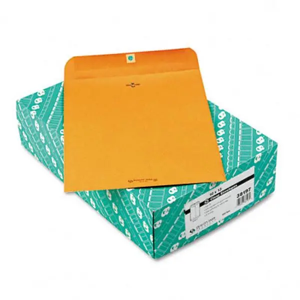 Quality Park QUA-38197 Recycled Clasp Envelope - 10 x 13, 28lb, Light Brown, Durable Double Prong Metal Clasp, Flap Closure, Gummed - 100 per Box for Home Office Use