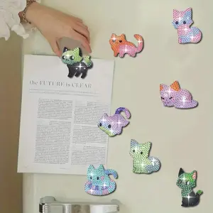 Cartoon Cat Pattern DIY Diamond Arts Colorful Painting Kit, Fridge Magnet, DIY Decorative Craft for Home Decor, Diamond Painting Kits