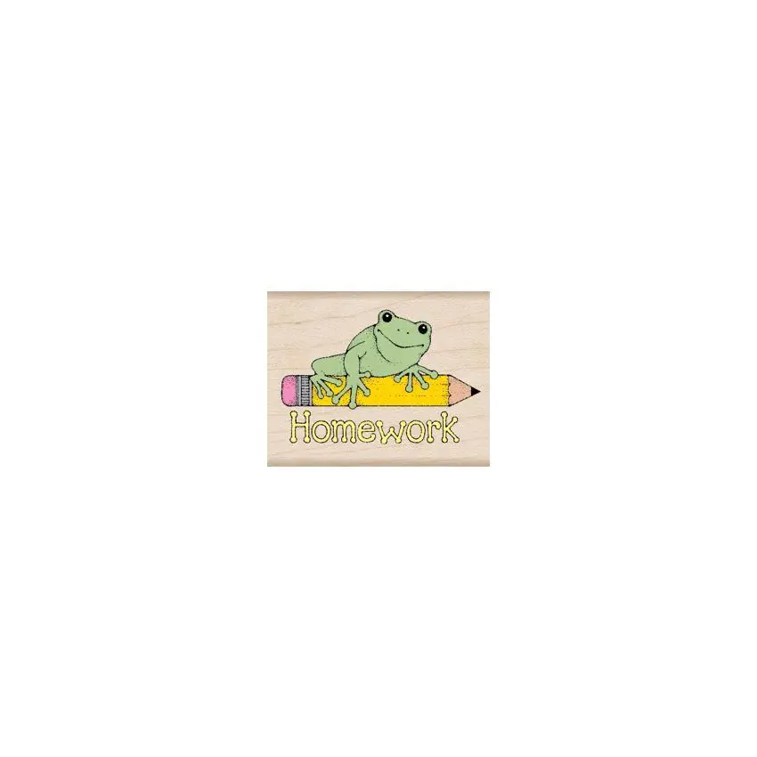 Homework Frog Woodblock Stamp