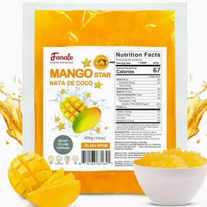 Fanale Coconut Jelly Topping nata de coco for Bubble Tea | Mango Star Jelly Topping for Boba Tea, Smoothies, Slushes, Desserts 400g(Pack Of 1)