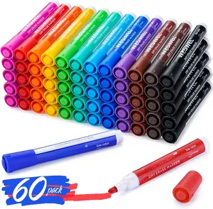 Dry Erase Markers, 60 Bulk Pack, 12 Assorted Colors Chisel Tip Whiteboard Markers, Chisel Point Low Odor Dry Erase Markers