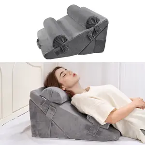 Orthopedic Bed Wedge Pillow Set - 4 Pieces Adjustable Elevation For Back, Leg And Neck Support, Comfortable Sleep GERD Relief, Posture Alignment, Anti Reflux Incline Cushions For Rest, Reading, Travel And Recovery