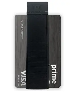 Modern Carry Quick Draw Minimalist Wallet for Men & Women, Elastic Band, Black Leather Tab, Business Card Holder, Money Clip Alternative