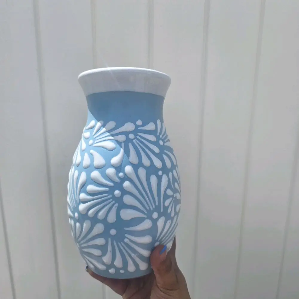 Baby Blue Talavera Vase - 9 in