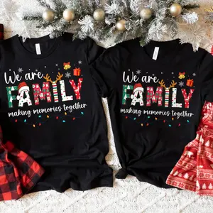 We Are Family T-shirt Matching Christmas Shirt for Family Casual Cotton Crewneck Tee Holiday Gift for Loved Ones Festive Unisex Clothing