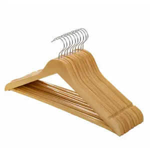 10/20/100 PackAesthetic Wooden Hangers - Heavy Duty Natural Wood Coat Hangers with Non Slip Pants Bar, 360° Hook Smooth Finish for Closet Organization