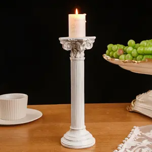 European Roman Column Candle Holder, Resin Material Decorative Stand for Party Celebration Photography Props, Home Living Room TV Cabinet Decoration, Vintage Candle Stand