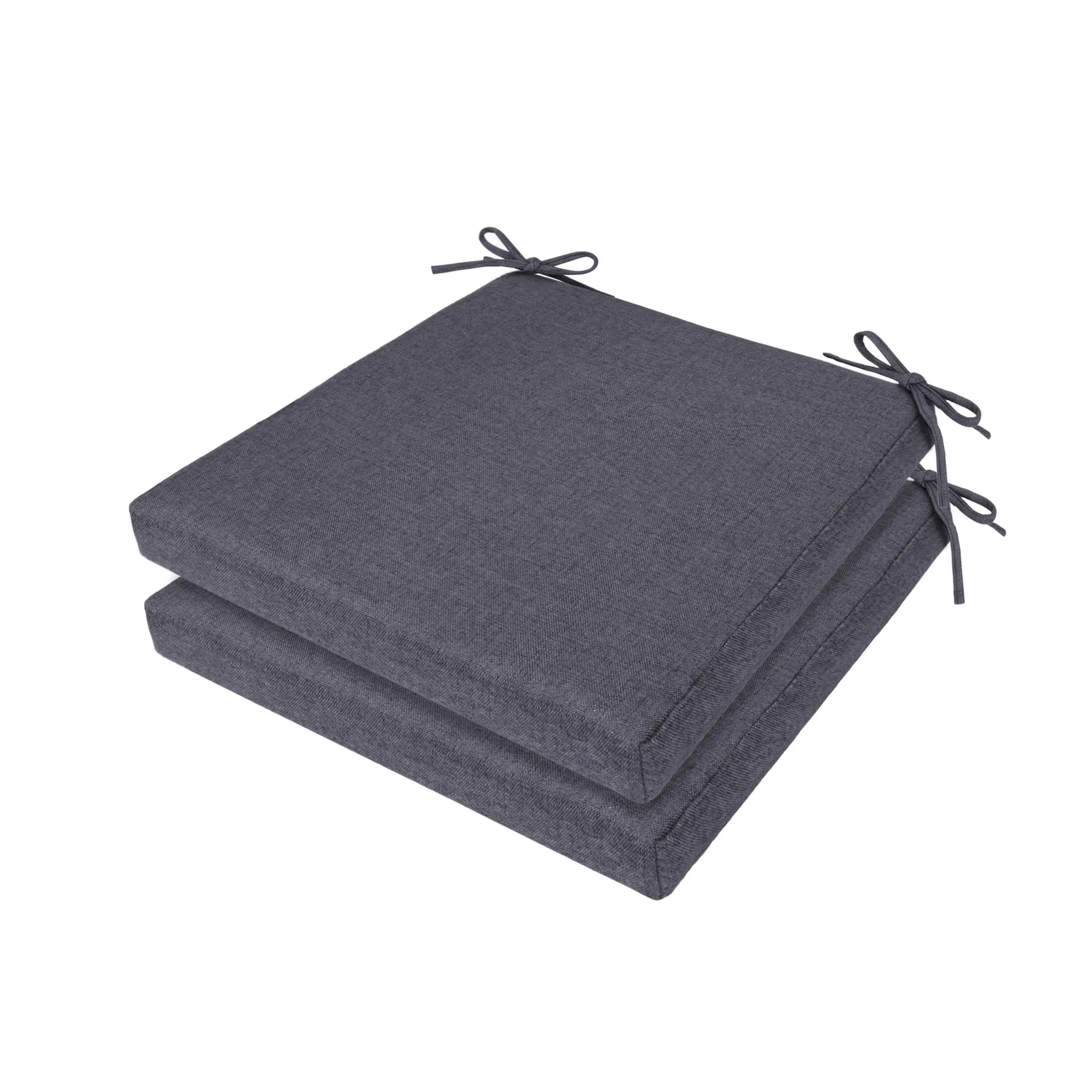 2 Pack Grey Chair Cushions with Zippered Detachable Cover Machine Washable Easy Clean Soft Support for Prolonged Sitting for Dining Room Balcony Patio