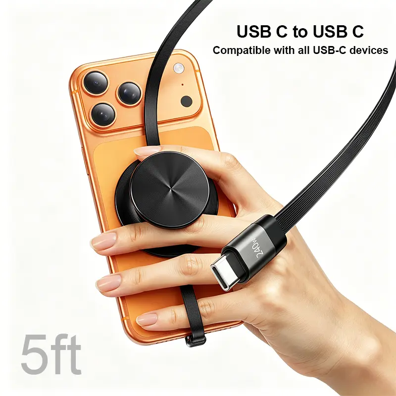 USB C to USB C Cable 5ft，240w Fast Charging Cable with Phone Stand for iPhone and Android Phones,Compatible with all USB-C devices