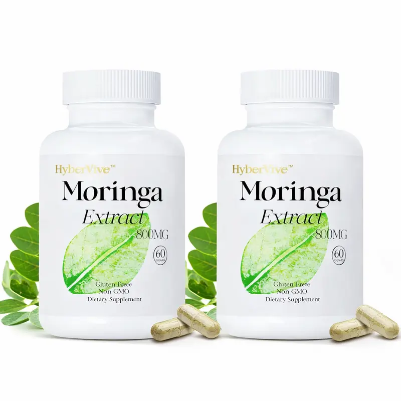 Moringa Pure Capsules 800mg Supplment, Supports Energy, Skin & Gut Health, Non-GMO & Gluten Free, Made in USA - 60 Vegan Capsules