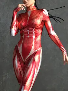 Halloween Party Costume, Sexy Muscle Bodysuit, Cosplay Stage, Night Glow Festival Wear, Unique Role-Playing Clothing