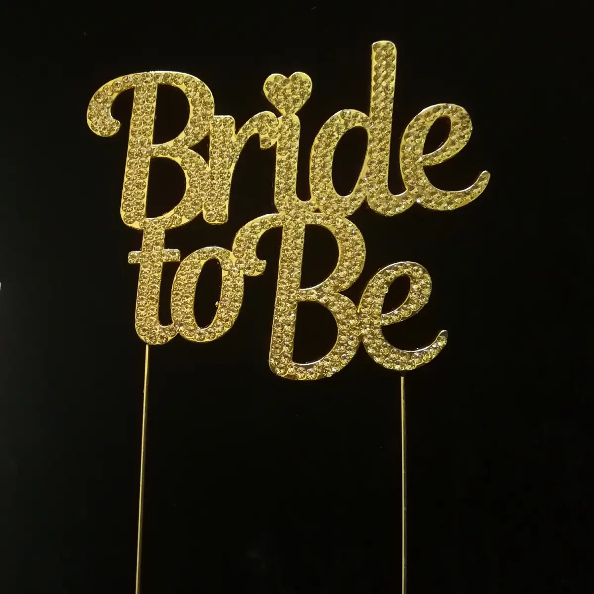 Tian Sweet 33014-BTBg 1-Piece Single Wedding Bride to Be Rhinestone Cake Topper - Gold