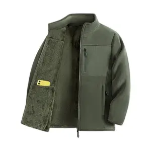 New Arrival Men's Velvet Coat Autumn Winter Thickened Loose Fit with Front Pockets & Zipper Closure Soft Comfortable & Warm