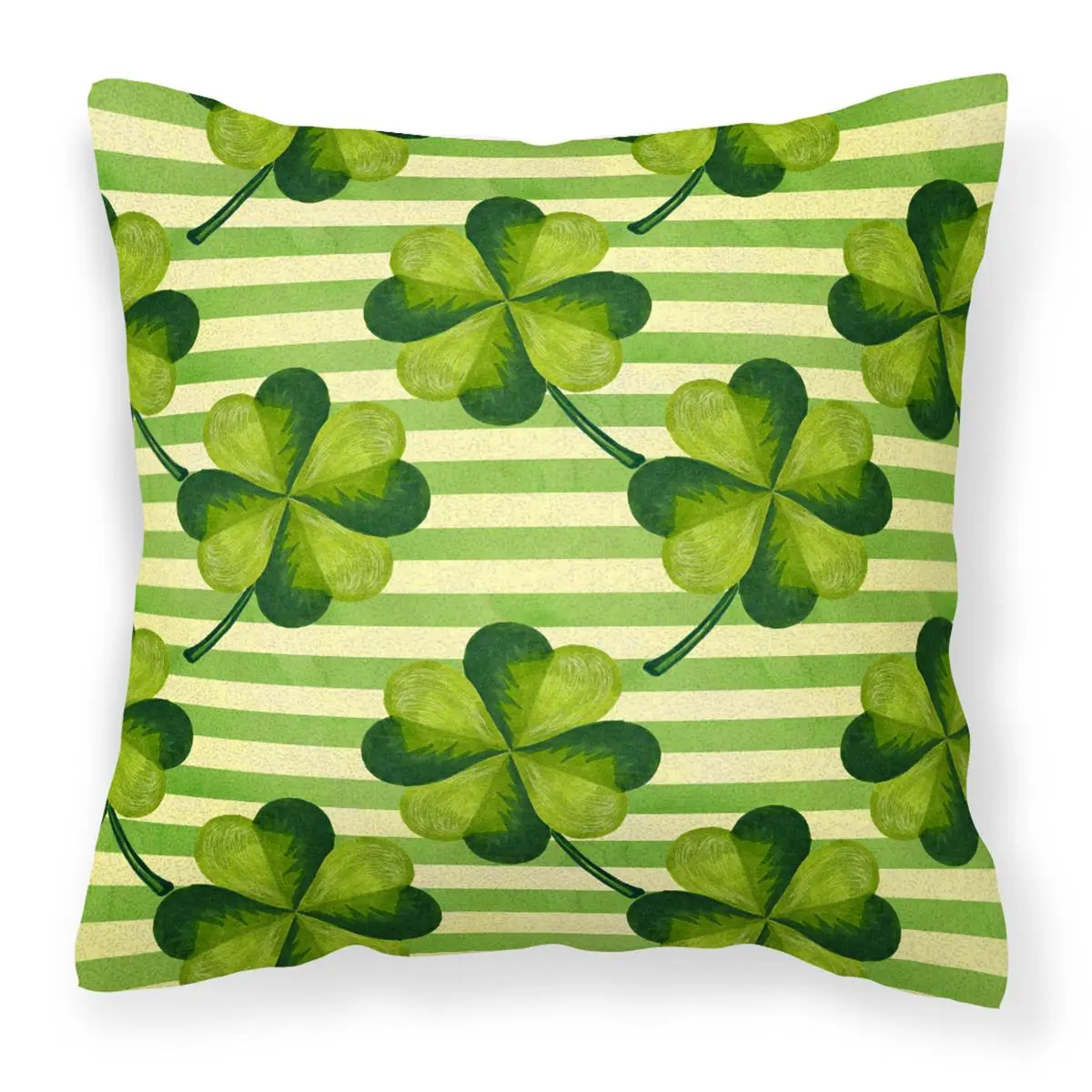 18 in x 18 in Polyester Watercolor Look Shamrock Stripes Decorative Pillow Sham - Fade Resistant, Machine Washable, Home Décor Accessory