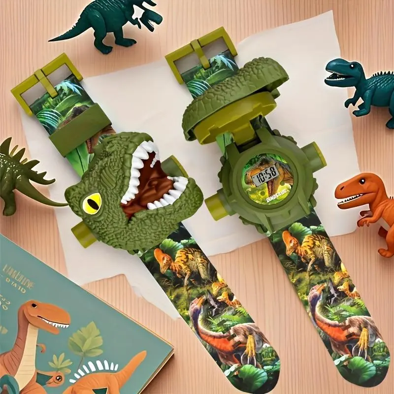 Kids' Unisex Luminous Dinosaur Projection Watch - 24 Images, Adjustable Strap, Interactive Bracelet Toy, Educational Tool for 7-8 Years Boys & Girls, Boy Gifts, Cool Gifts for Kids, Birthday Gag Novelty