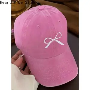 2026Women's Bowknot Embroidered Baseball Cap – Casual Outdoor Sports Hat, Adjustable Fit, Lightweight Comfortable Design, Stylish Fashion Accessory for Daily Wear, Travel, And Street Style Knit Heart beanie wool western newsboy unisex denim Black Flatbill