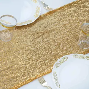 Sequin Table Runner 12"x108" Gold with Glittering Finish - Perfect for Glamorous Occasions
