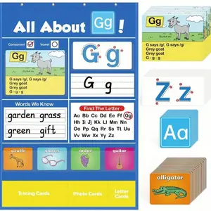 Alphabet Learning Pocket Chart, Letter Recognition Tool, Classroom Wall Chart Supports Early Literacy/Interactive Homeschool Aid for Kindergarten, Teaching Supplies, Classroom Supplies Charts