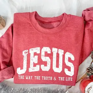 Trendy Christian crewneck sweatshirt featuring faith and love like Jesus design, perfect pray sweatshirt for everyday wear and sharing positive vibes
