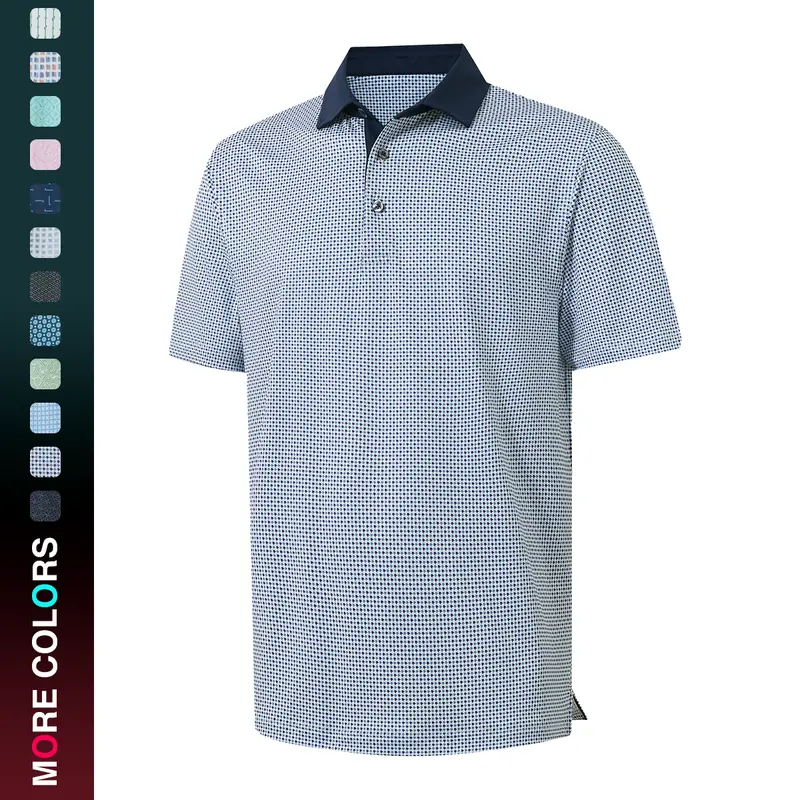 MAELREG Golf Shirts For Men Short Sleeve Print Patterns Moisture Wicking Performance Lightweight Collared Mens Polo Shirts