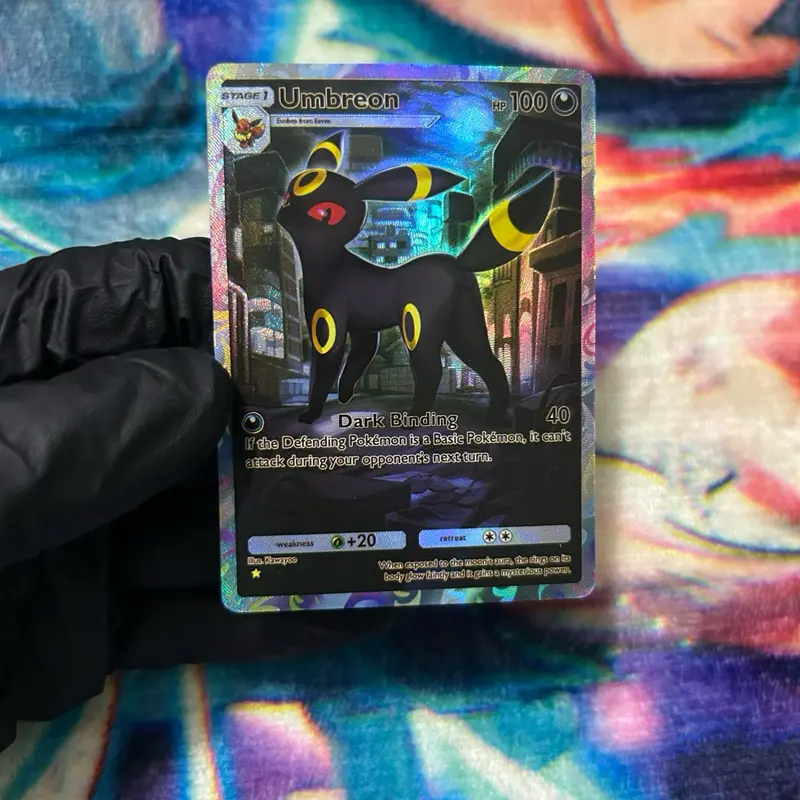 Umbreon in Dark Castle Handcrafted Card | Holo | Textured Finish | Fan Art Card