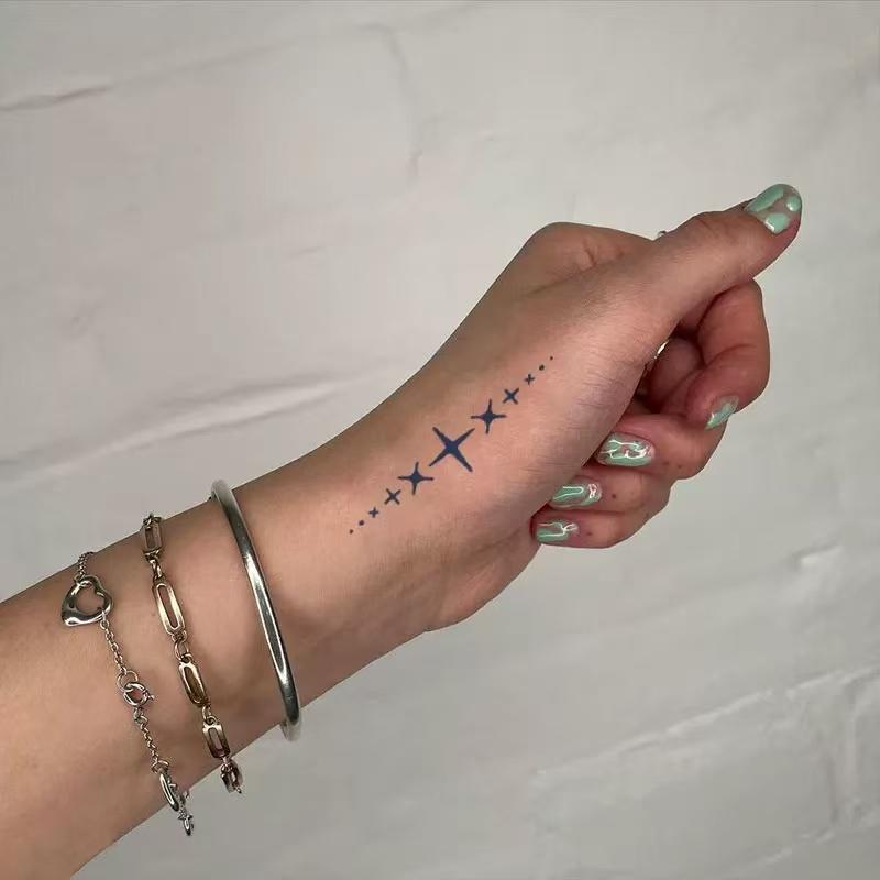 VIBE INK/Minimalist Line Herbal Temporary Tattoos Water-Free Plant-Extracted Waterproof Non-Reflective Lasts 1-2 Weeks Realistic Look No Adhesive For Man And Woman Ideal for Swimming Party