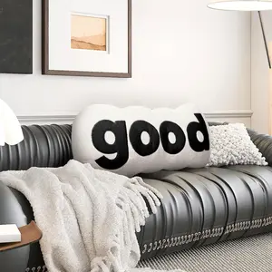 Plush "Good" Decorative Pillow, Multi-Purpose Cushion for Neck, Back & Body Support, Cute Letter Pillow for Bedroom Aesthetic